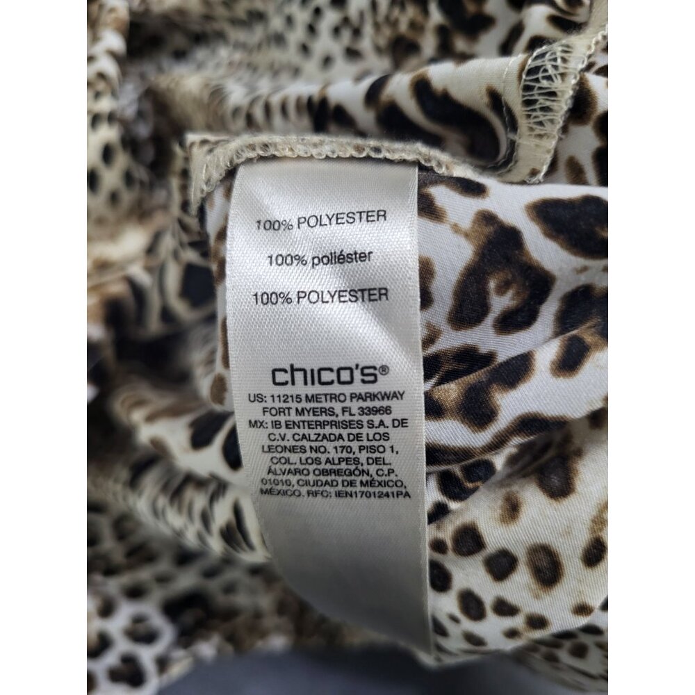 CHICO'S Womens SZ 1 (US M) Brown Animal Print Button Up Blouse Career Mob Wife - Picture 7 of 7